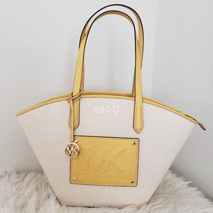 Michael Kors Kimber Large Cotton Canvas Tote Bag DAFFODIL 35S3G7KT3C